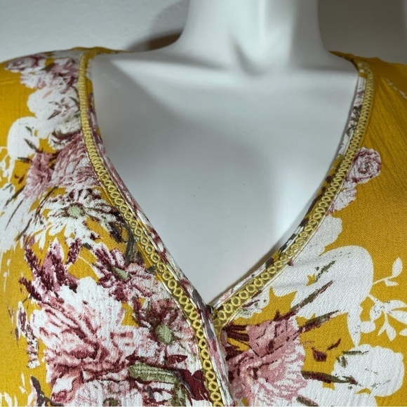 Chic Soul Mustard Floral Romper 2X (16-18) Plus Size Boho Festival - Picture 5 of 16